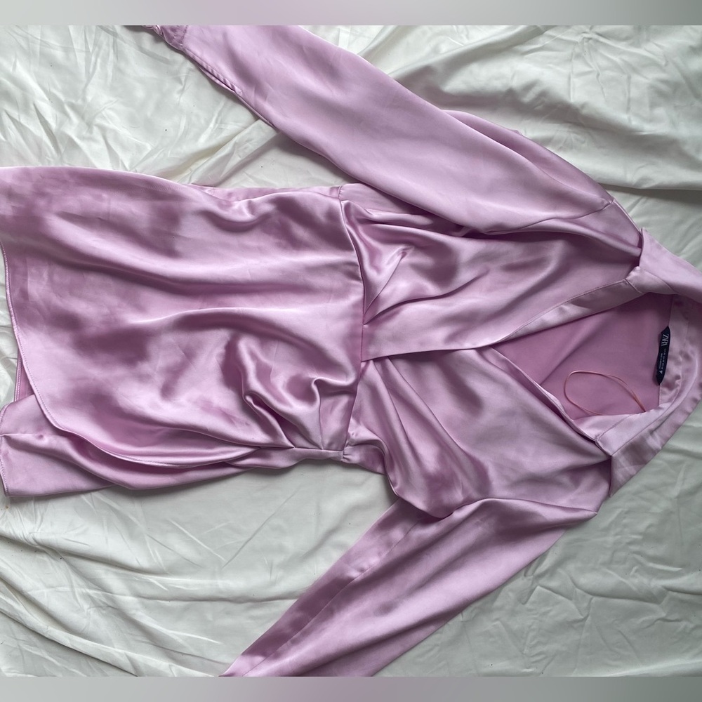 Zara Satin Shirt Dress Sz XS - Picture 2 of 4